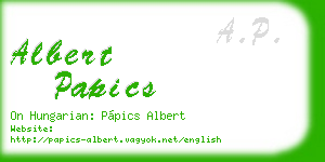 albert papics business card